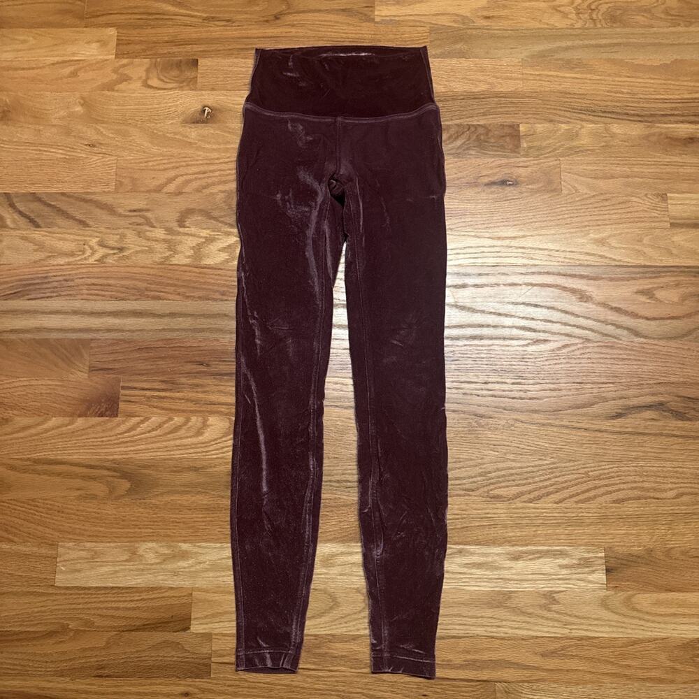 Lululemon Velvet Wunder Lounge High Rise Crushed Velvet Leggings 4 Burgundy